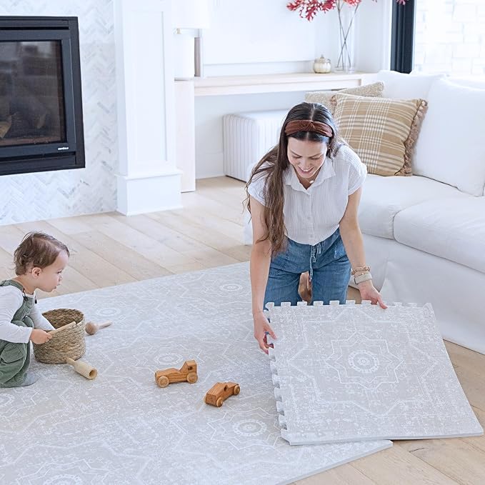 Little Landings Baby Play Mat for Floor - Layla (4x6ft) - Premium EVA Foam Play Mat for Babies & Toddlers (Ages 0-5+) - Non-Toxic Playmat for Tummy Time, Crawling & Playroom - Stylish & Comfortable