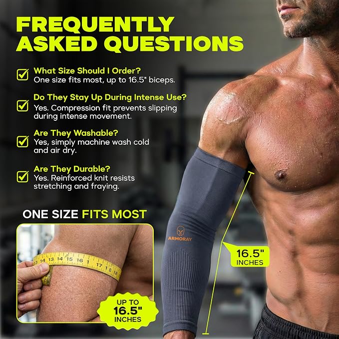 ARMORAY Arm Sleeves for Men and Women - UV Sun Protection Cooling Compression - Tattoo Cover Up Sleeve for Daily Wear & Work