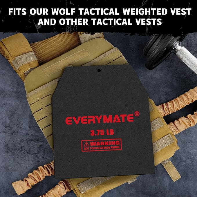 EVERYMATE Tactical Weighted Vest Plates – 3.75/5.75/8.75/14.5/19.75LB Pairs – Insert Weighted Vest Plates- Contoured Ergonomic Fit – WODs, Strength Training, Running, Weight Plates for Vest