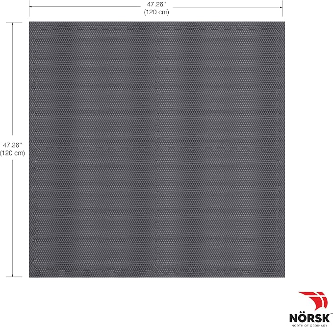 Reversible Gym Exercise Mats 3/4" Thick EVA Interlocking Foam Tiles, Perfect Home Gym Flooring, 20 Tiles & 40 Trim Pieces, 80 Sq. Ft. Reversible, Gray/Black