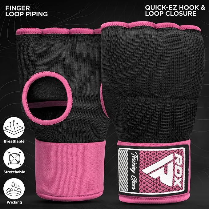 RDX Gel Boxing Hand Wraps Inner Gloves Men Women, Quick 100cm Long Wrist Straps, Elasticated Padded Fist Under Mitts Protection, Muay Thai MMA Kickboxing Martial Arts
