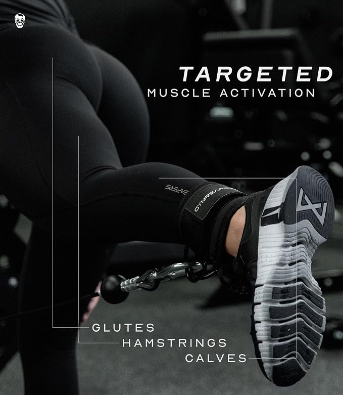 Gymreapers Ankle Straps For Cable Machine Kickbacks, Glute Workouts, Lower Body Exercises - Adjustable Leg Straps with Neoprene Padding