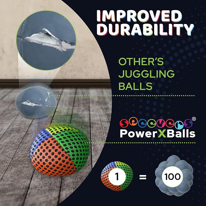 speevers Weighted Juggling Balls for Fitness 650g, Set of 3 Power XBalls with Carry Pouch, Fun Indoor Home Workout Aids for Weight Loss and Training, Best Exercise Gifts for Men and Women