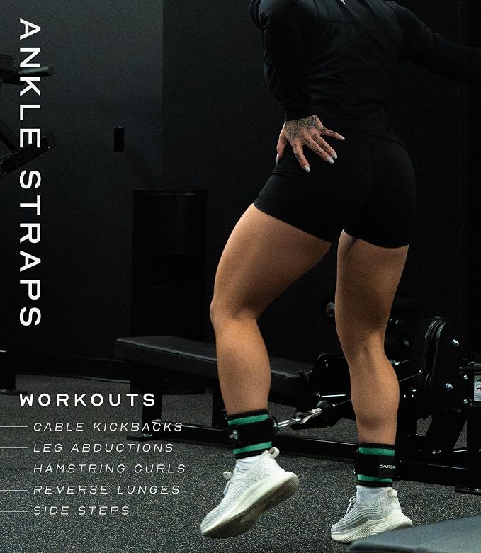 Gymreapers Ankle Straps For Cable Machine Kickbacks, Glute Workouts, Lower Body Exercises - Adjustable Leg Straps with Neoprene Padding