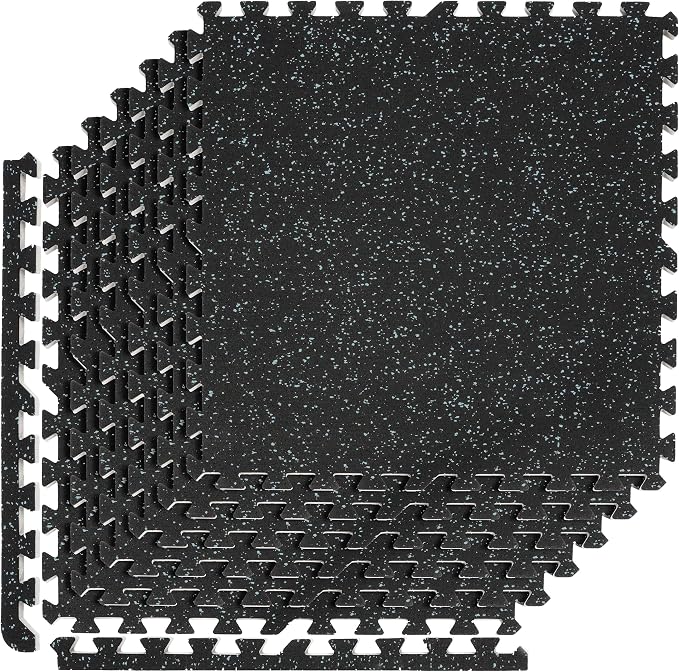 Sivan Fitness 1/2" Thick Rubber Top High-Density EVA Foam Gym Flooring for Home Gym - 48 Sq Ft Exercise Mat Tiles for Workout, Yoga, MMA, Heavy Exercise Equipment Mat - 12 Interlocking Gym Floor Mat