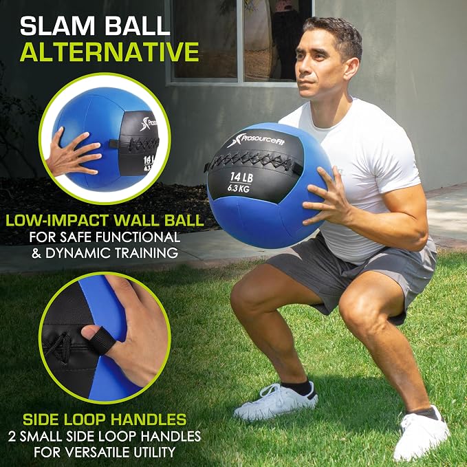 ProSource Soft Medicine Balls for CrossFit Wall Ball and Full Body Dynamic Exercises, Color-Coded Weights: 6, 8, 10, 14, 20, 25 lb.