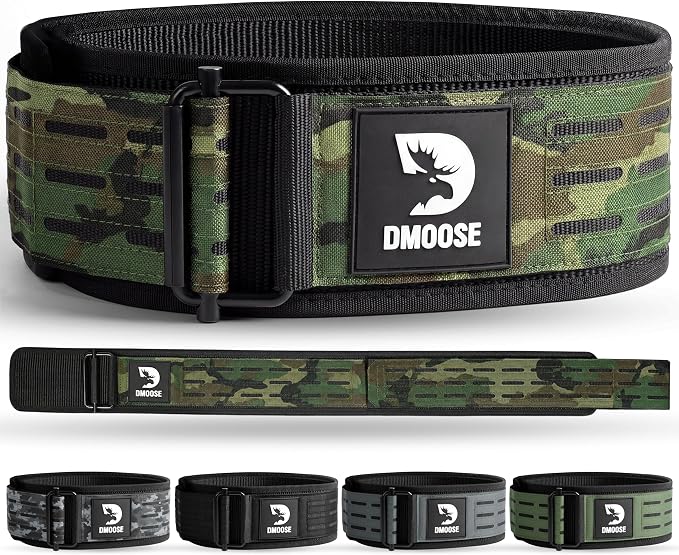 DMoose Fitness Auto Locking Weight Lifting Belt for Men & Women - 4" Nylon Squat & Deadlift Belt with Quick-Release Buckle - Gym Workout Belts for Lumbar Back Support for Weightlifting & Powerlifting