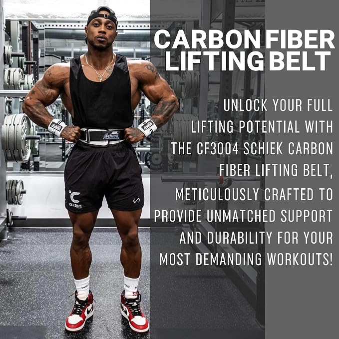 Schiek Sports 3004 Carbon Fiber Lifting Belt - Power Lifting Gym Belts for Lower Back Support