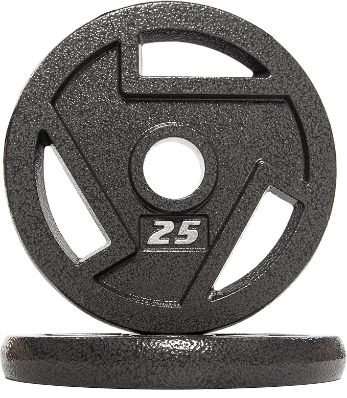 Signature Fitness Olympic 2-Inch Cast Iron Plate Weight Plate for Strength Training and Weightlifting, Multiple Sizes