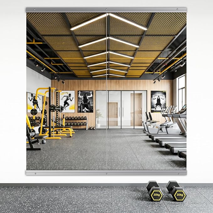 48X24 2Pack Large Home Gym Mirror, Frameless Tempered Glass Dance Wall Mounted Mirror for Home, Yoga, Dancing, Studio, Living Room | Frameless | Tempered Glass | Large Workout Mirrors for Home Gym, Dance Studio, Yoga Room, Garage Gym