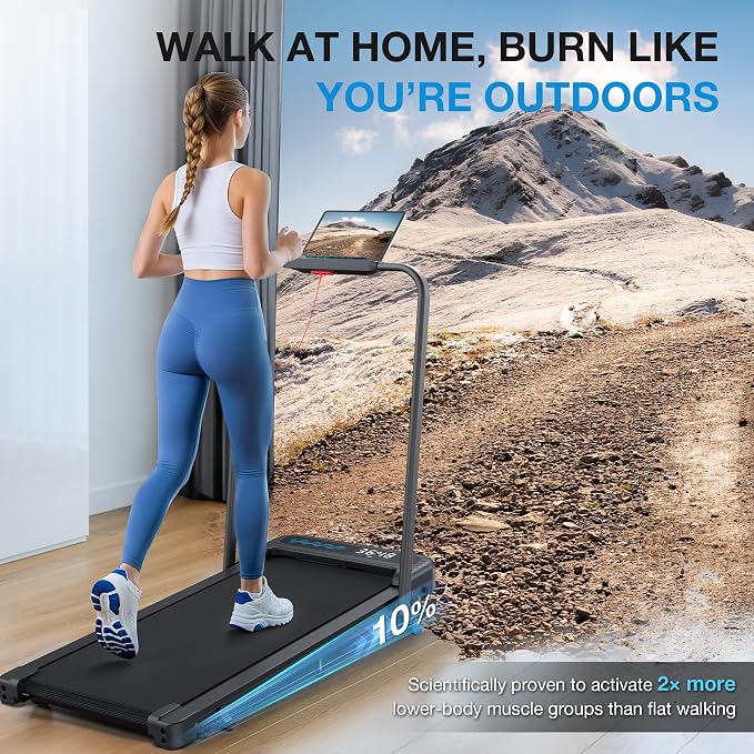 Folding Treadmill for Home, Walking Pad with Incline and Handle Bar | 350+lbs Capacity,Under Desk Treadmill for Home Small Office,Low Noise Treadmills with Smart Voice Control for Jogging Running