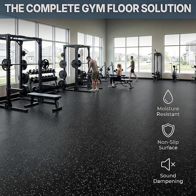 Flooring Inc's 1/4" Thick Tough Rubber Flooring Roll | Flexible Recycled Rubber Floor Mats for Home Gym | Heavy Duty Rubber Mat for Home Gyms, Sheds, Horse Stall Mat or Trailer
