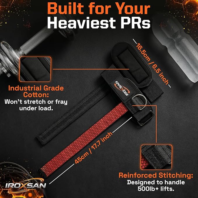 Weight Lifting Straps with D Ring, Wrist Straps for Deadlifting, IROXSAN