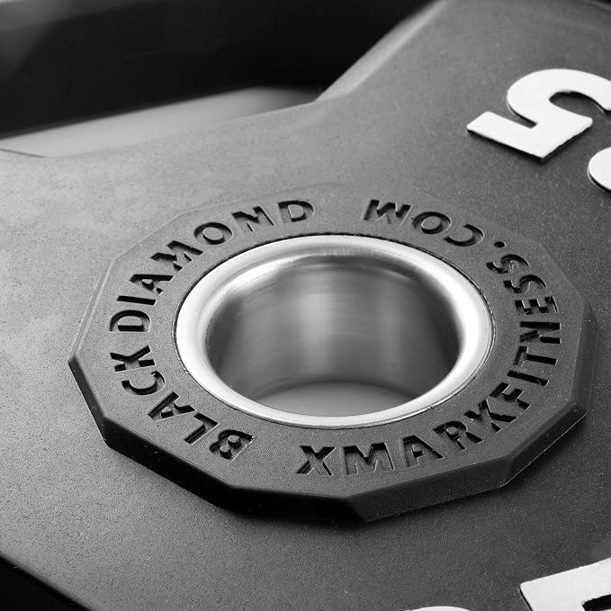 XMARK Black Diamond Olympic Weight Plates 2-Inch, Rubber Barbell Plates with Tri-Grip Handles for Home Gym Strength Training