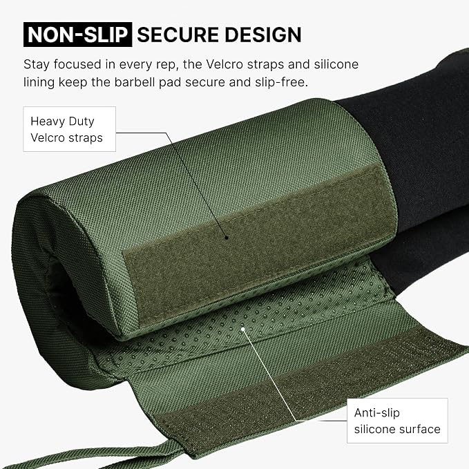 DMoose Fitness Barbell Pad for Hip Thrust, Squat & Lunges - Non-Slip Thick Foam Cushion for Neck and Back Support with Two Straps - Hip Thrust Pad for Leg Day - Fits All Olympic Bars and Smith Machine
