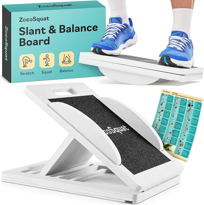 Slant Boards for Exercise, Wooden Slant Board, Calf Stretch Board with 7 Incline Angles, Velour Board, Balance Board & Calf Stretcher, Portable Incline Board for Physical Therapy, Ankle Mobility, Heel & Knees