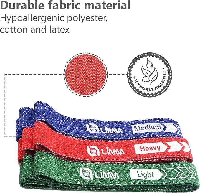 Fittest Pro by Limm Resistance Bands for Legs and Butt, Fabric Exercise Loop Bands Yoga, Pilates, Rehab, Fitness and Home Workout, Strength Bands for Booty