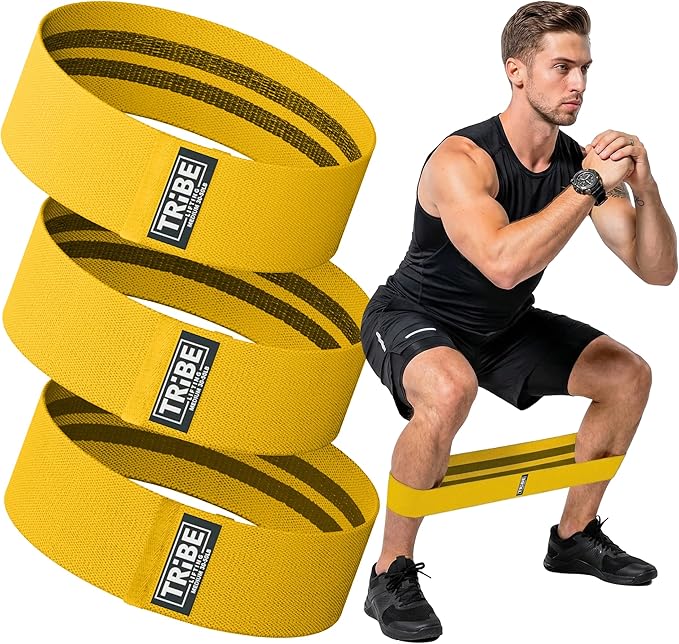 Fabric Resistance Bands for Working Out, 3-Pack for Legs and Glutes | Booty bands for women and men, non-slip grip, 3 resistance levels, for squats, lunges, hip thigh training, glute activation