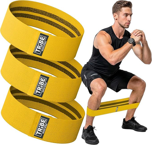Fabric Resistance Bands for Working Out, 3-Pack for Legs and Glutes | Booty bands for women and men, non-slip grip, 3 resistance levels, for squats, lunges, hip thigh training, glute activation