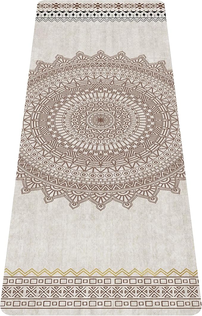 nuveti Printed Travel Yoga Mat 1/16 Inch Thick Non Slip Fitness Workout Mat | with Carrying Bag, Foldable Lightweight Suede & Natural Rubber Yoga Mat for Yoga Pilates and Fitness 72" L x 24" W x 1.5mm