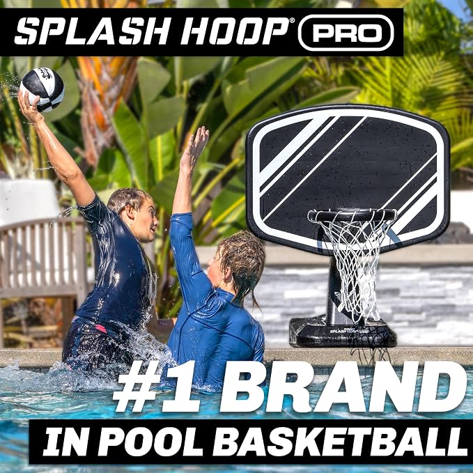 GoSports Splash Hoop PRO Pool Basketball Game – Modern Poolside Basketball Hoop with Backboard, Ball & Pump – Swimming Pool Basketball Hoop for Inground & Above Ground Pools