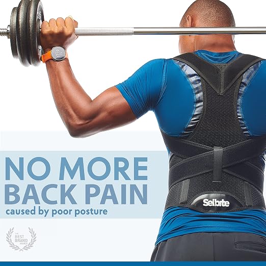 Selbite Posture Corrector for Men and Women - Back Brace for Upper and Lower Body Support - Adjustable Straightener with Pain Relief and Muscle Memory (XX-Large)