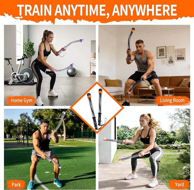 Portable Adjustable Ropeless Battle Ropes with Black | Weighted Cordless Workout Rope with Anti-slip Handles for Low-impact Cardio, HIIT, Home Gym and Office Fitness