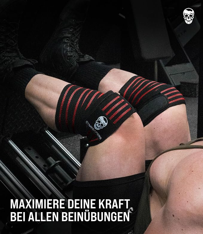Gymreapers Knee Wraps for Squats and Powerlifting 72 Inch Compression Wraps with Strap for Men & Women Weightlifting Support