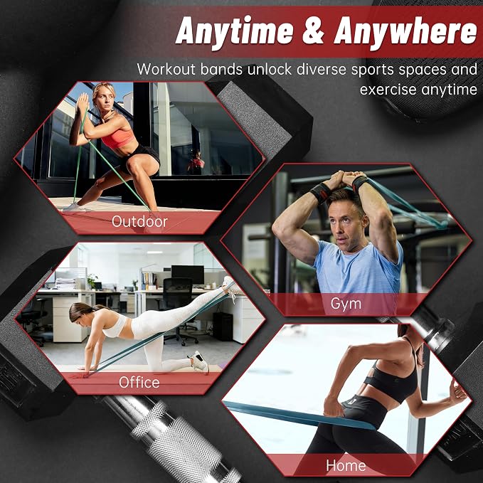 Resistance Bands for Working Out, 4-Level Pull Up Assistance Bands, Exercise Bands for Women & Men, Stretch Workout Bands for Full-Body Training, Fitness, Physical Therapy, Pull Up Bands at Home, Gym