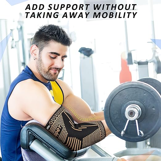 Copper Elbow Brace Compression Sleeves for Pain Relief Men Women, Arm Support Forearm Pads Braces for Tendonitis,Tennis, Golfers, Arthritis, Weight lifting (Black, Small)