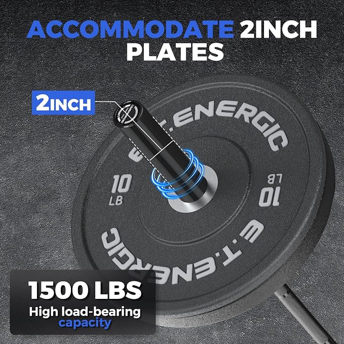 7FT Alloy Steel Olympic Barbell, 1500LB 45LB | 28mm knurled grip bar with needle bearings, chrome finish, 2-inch plate fit, and 1500LB capacity for heavy lifts