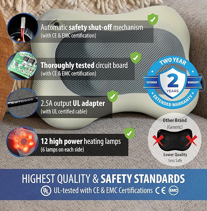 Zyllion Shiatsu Back and Neck Massager with Heat - 3D Electric Kneading Deep Tissue Massage Pillow for Muscle Pain Relief, Cream, ZMA-13 | Shiatsu, Deep Tissue, 3D, Electric, Kneading, Massage Pillow, Muscle Therapy, Doctor Recommended, Car Adapter, No...