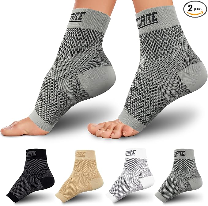 Compression Socks for Women & Men Open Toe (2 Pairs) - Best Ankle Compression Sleeve for Swelling, Achilles Tendonitis, Heel Pain & Plantar Fasciitis Relief, Gray, X-Large
