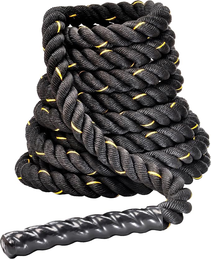 Fitvids Battle Rope 1.5Inch Diameter Poly Dacron 30 FT Length, Heavy Ropes for Home Gym and Workout