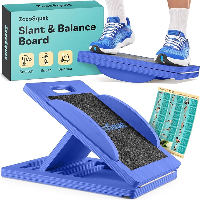 Slant Boards for Exercise, Wooden Slant Board, Calf Stretch Board with 7 Incline Angles, Velour Board, Balance Board & Calf Stretcher, Portable Incline Board for Physical Therapy, Ankle Mobility, Heel & Knees