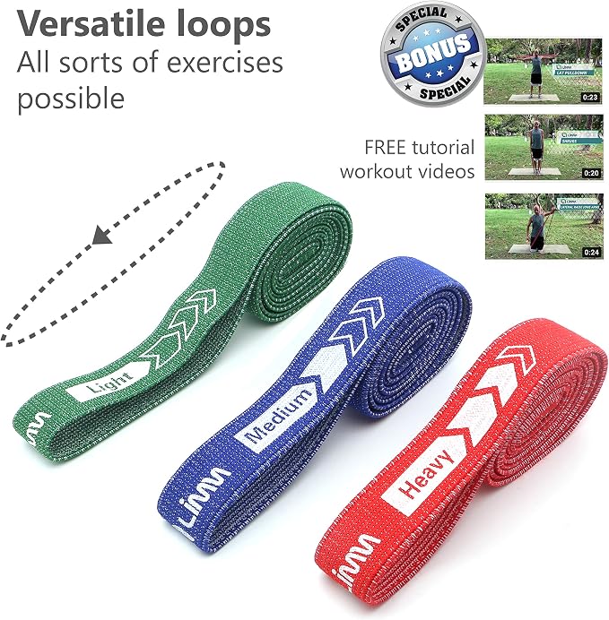Fittest Pro by Limm Resistance Bands for Legs and Butt, Fabric Exercise Loop Bands Yoga, Pilates, Rehab, Fitness and Home Workout, Strength Bands for Booty