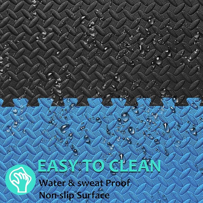 BEAUTYOVO Puzzle Exercise Mat with 12/24/48 Tiles Interlocking Foam Gym Mats, 24'' x 24'' EVA Foam Floor Tiles, Protective Flooring Mats for Gym Equipment