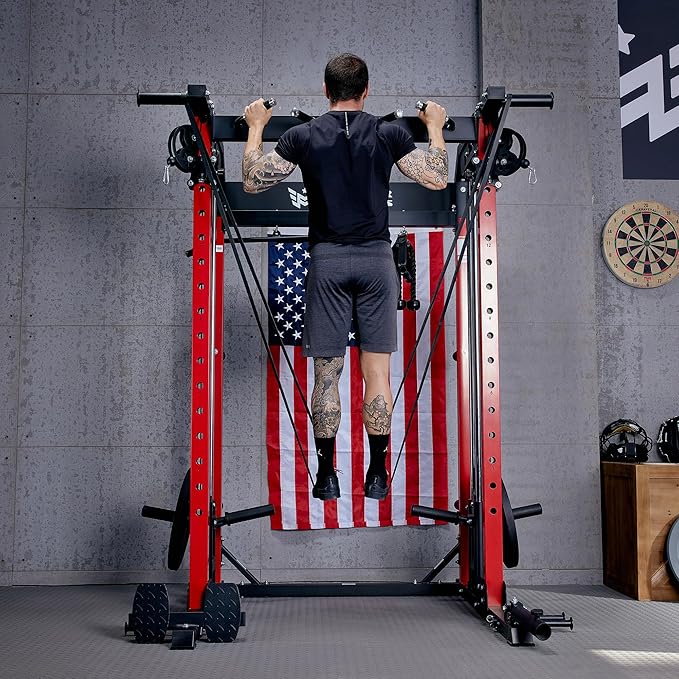 MAJOR FITNESS F22 Power Rack, 1600lbs All-in-One Squat Rack with Dual Pulley System, Heavy-Duty Steel Frame, Attachments & Storage for Home Gym Strength Training