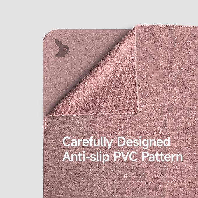 Yoga Mat Towel - Non-Slip Microfiber for Hot Yoga & Pilates | Super Absorbent, Lightweight & Machine Washable 72"x25" (Pink + Gray)