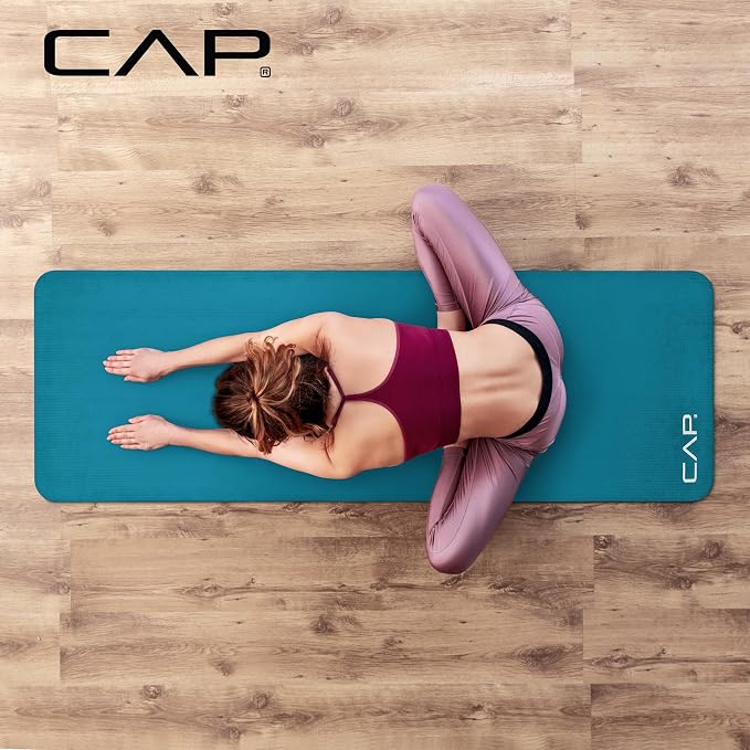 CAP Barbell 1-Inch High Density Exercise Yoga Mat with Strap | Multiple Colors