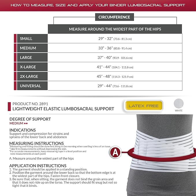 OTC Lumbosacral Support, 7-inch Lower Back, Lightweight Compression, Elastic, Black, 2X-Large