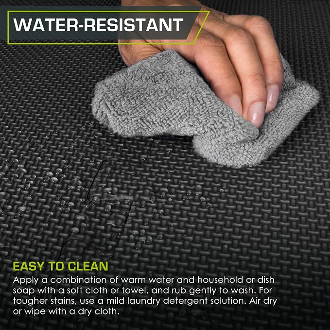 ProsourceFit Weaved Pattern Extra Thick Exercise Puzzle Mat ¾-inch, EVA Foam Interlocking Tiles for Protective, Cushioned Flooring for Home and Gym Equipment; Black, 96 SQ FT, 24 Tiles