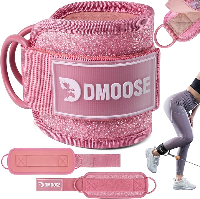DMoose Ankle Strap for Cable Machine - One Size Fit with Premium Padding, Workout Kickback Ankle Cuffs, Ankle Bands for Working Out, Booty Workouts, Leg Extension, Hip Abductors & Lower Body Exercises
