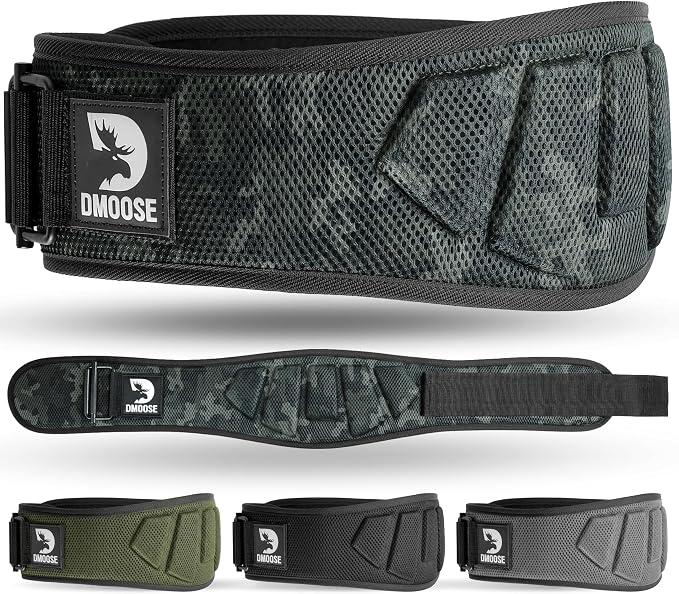 DMoose Fitness Weight Lifting Belt for Squats, Deadlift & Intense Workout - 6" Adjustable Fit Auto Lock Weightlifting Belt for Men & Women - Neoprene Gym Belts for Stability & Lumbar Back Support
