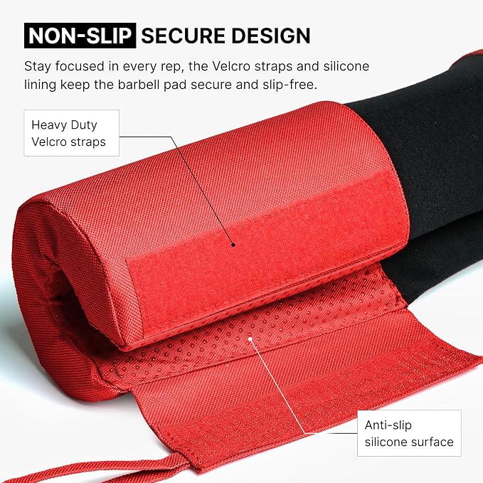 DMoose Fitness Barbell Pad for Hip Thrust, Squat & Lunges - Non-Slip Thick Foam Cushion for Neck and Back Support with Two Straps - Hip Thrust Pad for Leg Day - Fits All Olympic Bars and Smith Machine