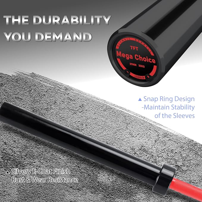 Garvee 7 FT Olympic Barbell 45LB, 1500LB Capacity | Built for squats, deadlifts and powerlifting with secure grip and smooth sleeve rotation for home or commercial gyms.