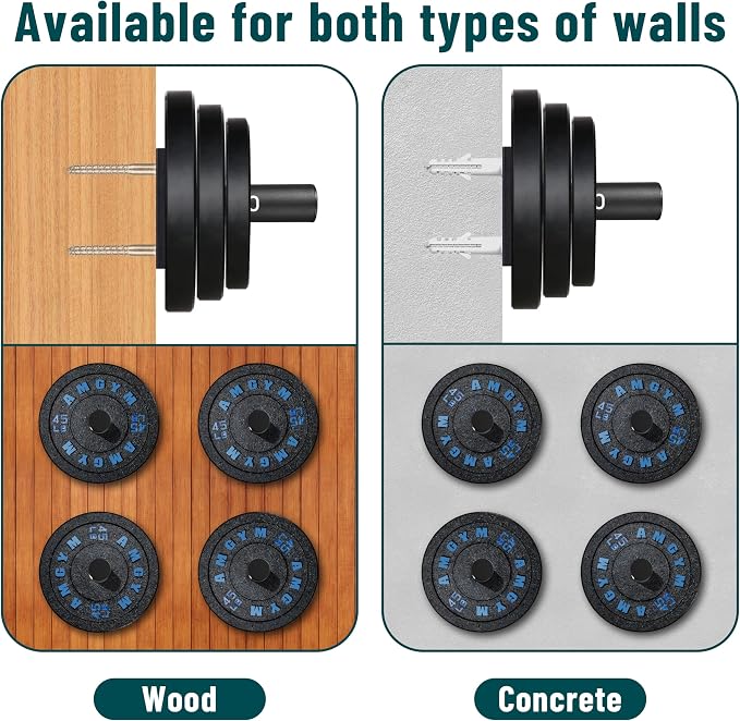 Weight Plate Holder, Wall Mounted Weight Rack Storage for Weight Plates, Home Gym Organizer
