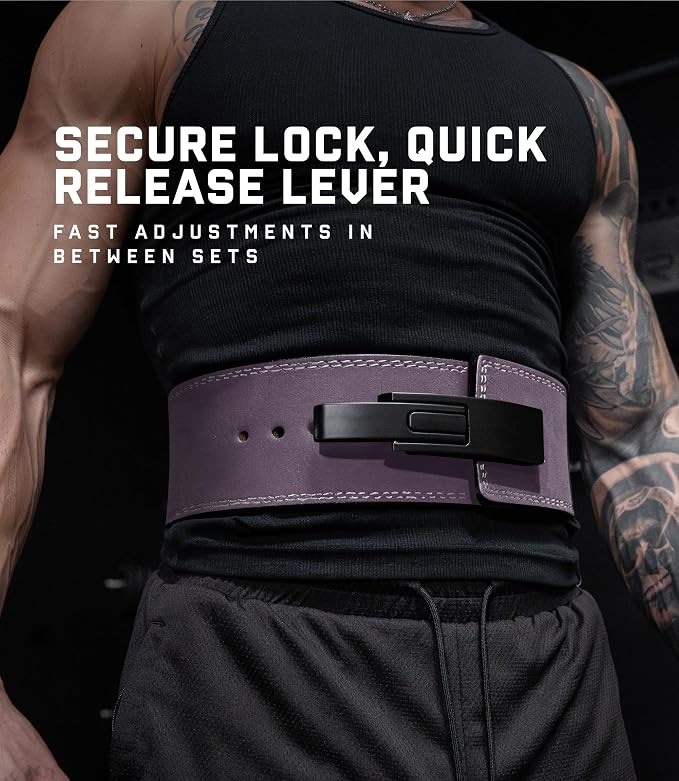 Gymreapers 10MM Lever Weightlifting Belt Leather Adjustable Heavy Duty Buckle Belt, IPF Approved for Powerlifting, Weightlifting, and Strength Training