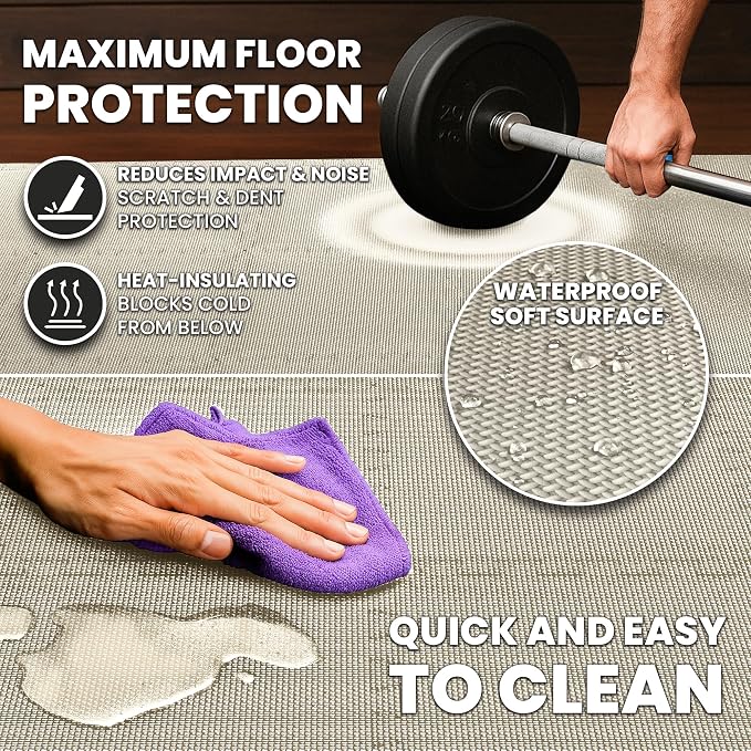 bemaxx Gym Mats Set - 18 pcs EVA Interlocking Foam Floor Tiles (12.6"x12.6"x0.4") 18sqft Protective Gym Flooring Sports Home Workout Exercise Mats Puzzle Garage Fitness Play-Room Pool Treadmill Bike