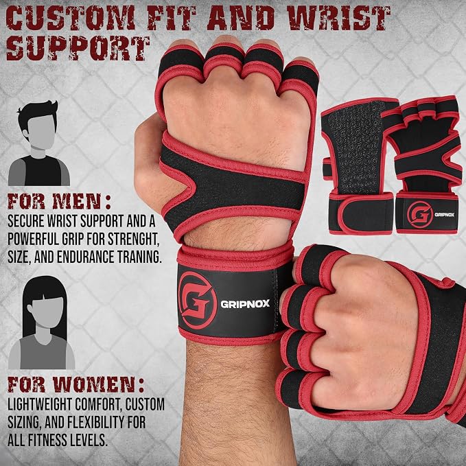 Ventilated Weight Lifting Gloves for Men & Women with Wrist Wrap Support – Padded Fingerless Gym Workout Gloves with Non-Slip Grip for Fitness, Weightlifting & Cross Training